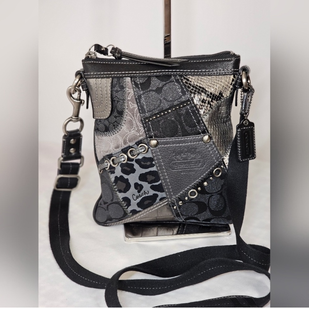 Coach PatchWork Crossbody bag rare black and silver
